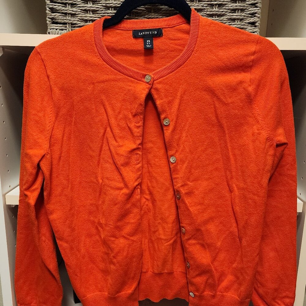 Lands' End - Women's orange cardigan